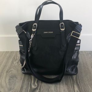 Jimmy Choo black leather biker bag
